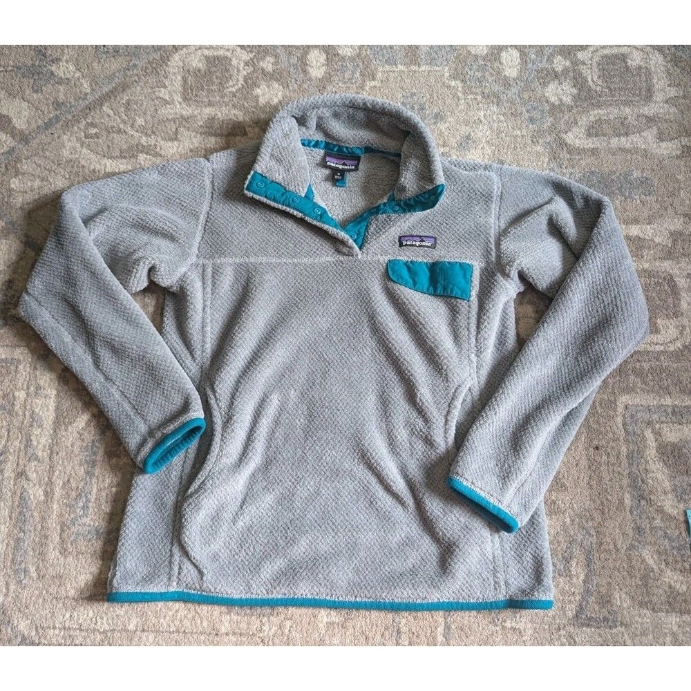 Patagonia Re-Tool Snap-T Fleece Pullover Women's Size Med Polartec Gray Teal
